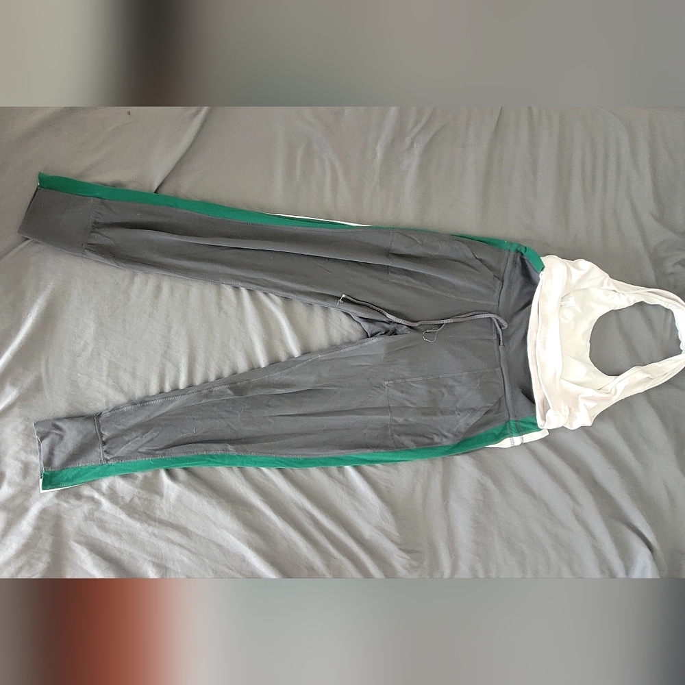 Source Unknown Gray and Green Jumpsuit